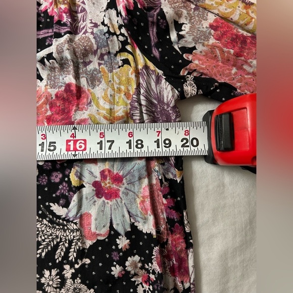 Maeve Anthropologie Metallic Dot Mixed Floral Print Tunic Dress Black Size M - Picture 7 of 12